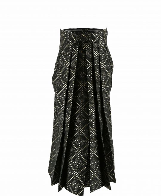 男性用袴単品レンタル(成人式・結婚式・卒業式)黒・金の幾何学模様[身長165cm対応]No.159